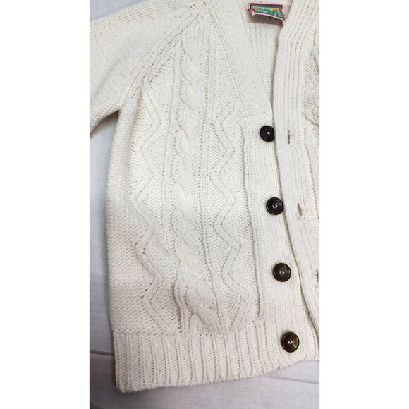Vintage Boys Cable Knit Cardigan Sweater Li'L BOY'S Size 7 - Picture 5 of 16